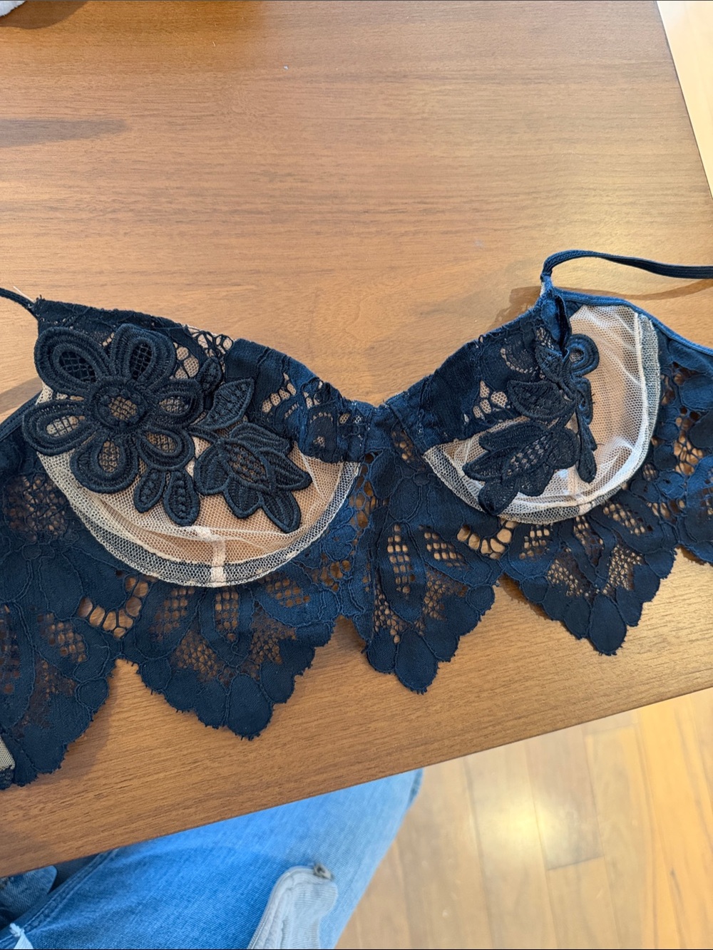 For Love & Lemons Black Lace Appliqué Underwire Bralette
